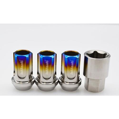 M12*1.5*35 Burnt blue high performance Gr5 titanium anti-theft lug nut with open end
