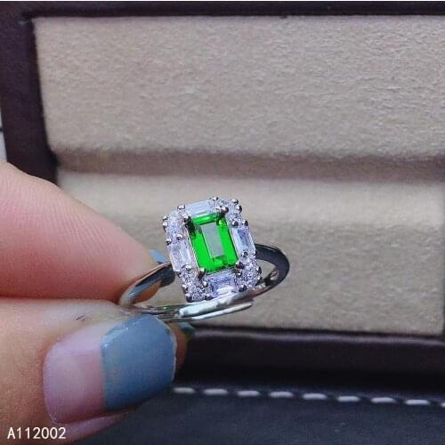 KJJEAXCMY fine jewelry natural Diopside 925 sterling silver women gemstone ring support test popular hot selling