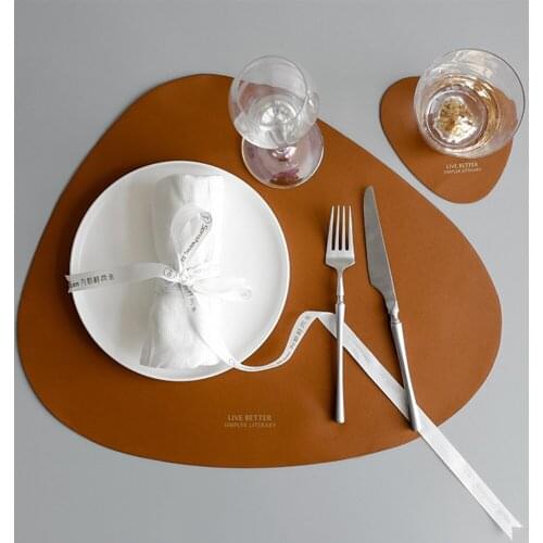 LeatherTableware Pad Mat Heat Insulation Non-Slip Placemats Europe Style Disc CoasterBowl Placemat For Kitchen Table Mats