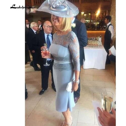Lace Three Quarter Knee-Length Mother of the Bride Dress Simple wedding Party Gowns Elegant robe de la mere de la mariee 2021
