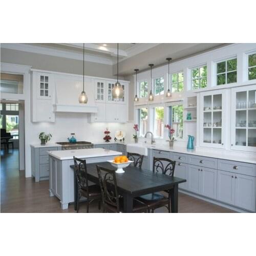 2017 hot sales new design classic custom made solid wood kitchen cabinets shaker panel wooden kitchens with island SKC1612029