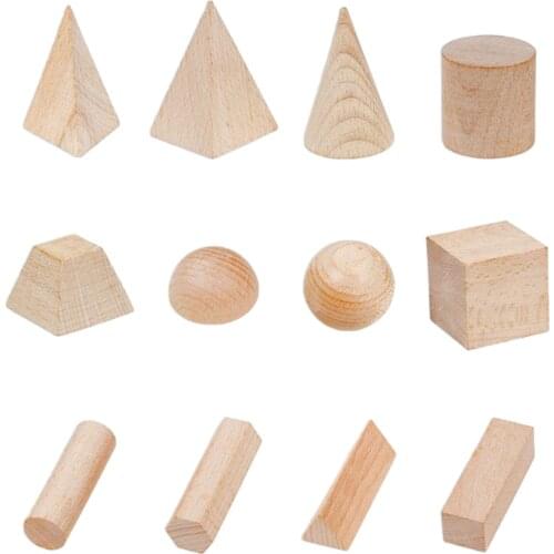 Fine Chidren Wooden Geometric Shape Building Blocks Wood Color Math Kids Toy