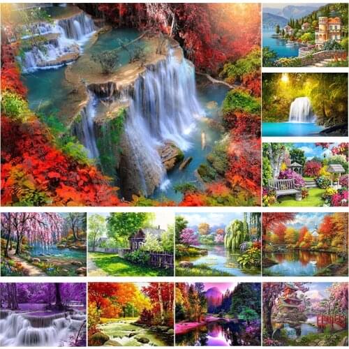 Scenery Diamond Painting Kit Full Drill Cross Stitch Set Landscape Embroidery Landscape Paint Home Decor Hotel Wall Decorative