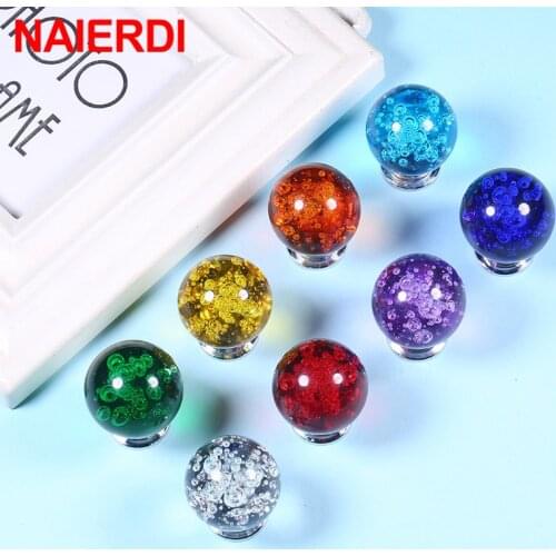 NAIERDI 30mm Crystal Bubble Ball Furniture Knob Kitchen Cupboard Door Pulls Drawer Knobs Cabinet Handles Wardrobe Door Handles