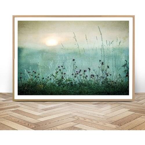 Nordic Sunset Grass Landscape Canvas Painting Scenery Wall Pictures For Living Room Home Decoration Art Posters and Prints