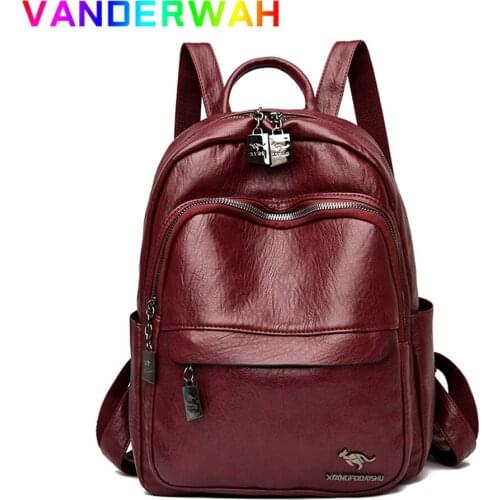 Solid Color Womens Backpack Fashion Soft Leather Backpacks for School Teenagers Girls Ladies Designer Travel Bagpack Sac A Dos