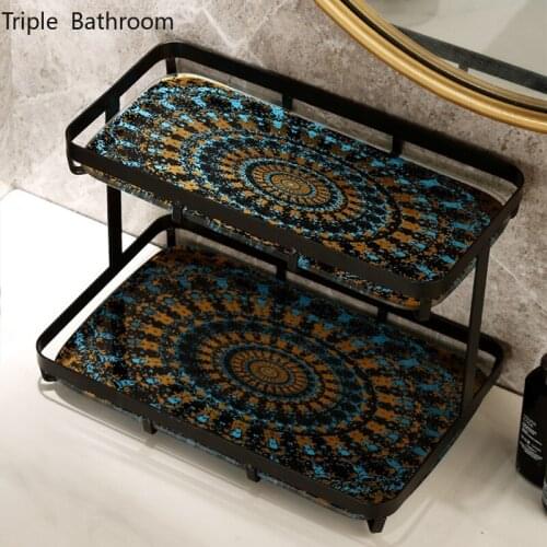 Nordic Glass Jewelry Storage Tray Double Layer Dressing Table Desktop Racks Cosmetics Tray Bathroom Shelves Home Accessories