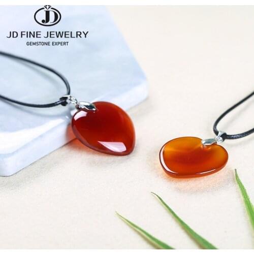 JD Hot 2021 Natural Stone Red Agates Heart Pendants Charms & Necklace Women For Fashion Jewelry Making 1pcs Wholesale