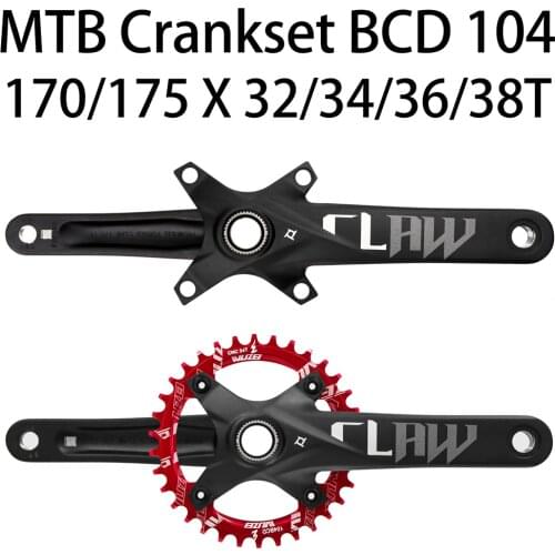 Prowheel MTB 104BCD Crankset 170/175mm with Round Narrow Wide Chainring 32/34/36/38t Bottom Bracket Mountain bike crank