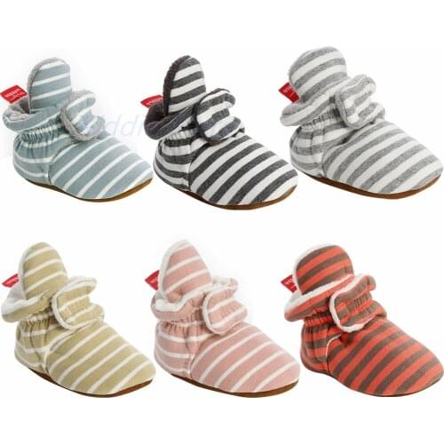 Multi-color Striped Soft Cotton Booties for Newborn Boys Girls Warm Boots Toddler First Walkers Shoes Casual Comfort Footwear