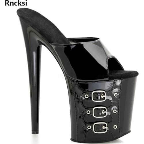 Rncksi New Women summer repair belt buckle ultra high heel slippers, stage sexy banquet fine Dance Shoes