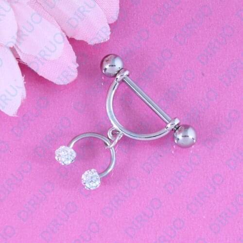 Retail 2 pieces/lot U Horses hoof Lovely Nipple ring body Piercing jewelry 14G 316L surgical steel bar Nickel-free