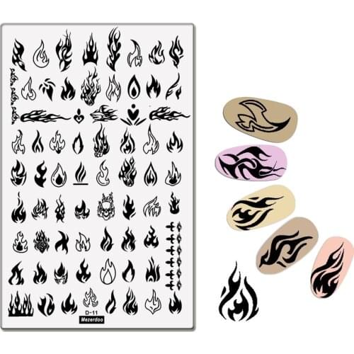 Fire Flame Nail Stamping Plate 9.5CM*14.5CM Blaze-Series Rectangle Template Manicure Nail Art Image Plate DIY Polish Stencil D11