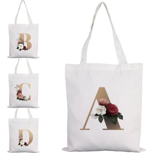 Flower Letter Shoping Bags Customizable Fabric Bag Simpl Large Designer Handbags Shoulder Canvas Shopping for Groceries Sac Tote