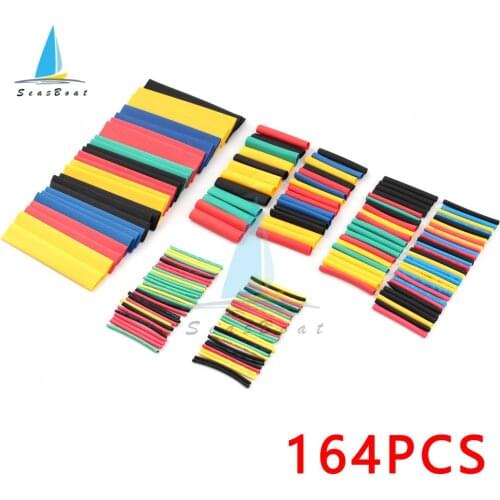 164pcs/Set Polyolefin Shrinking Assorted Heat Shrink Tube Wire Cable Insulated Sleeving Tubing Set 2:1