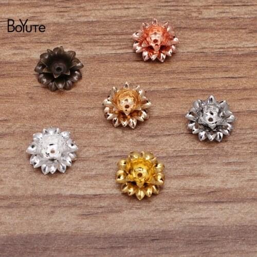 BoYuTe (100 Pieces/Lot) 11*5MM Metal Brass Three-layer Flower Materials Diy Handmade Jewelry Accessories