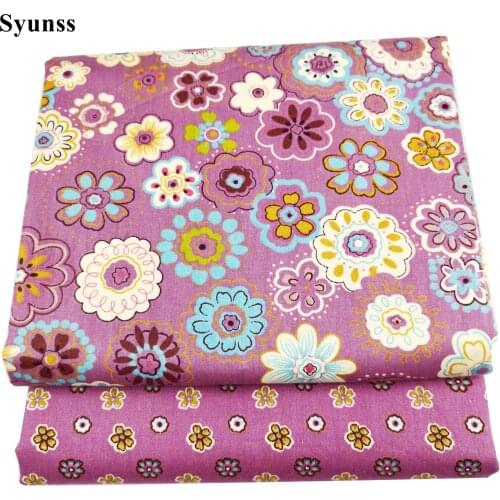 Syunss Dark Red Floral Print Twill Cotton Fabric for Diy Patchwork Quilting Baby Cribs The Cloth Cushions Blanket Sewing Tissus