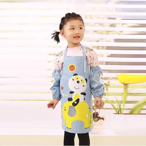 Waterproof Aprons Children Paintings Clothing Clothes Kindergartens Eating Sleeves Set