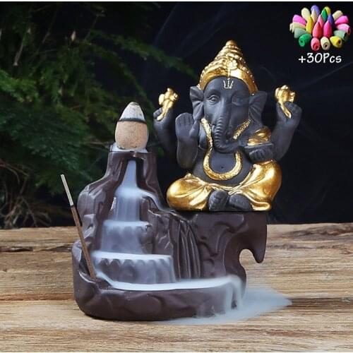 Waterfall Incense Burner Ganesha Zen Garden Incense Holder Tobacco Heater Decoration Encens Difusor Aromaterapia Porta Incienso