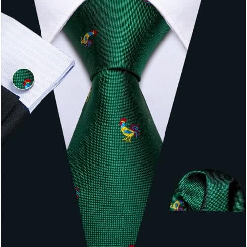 Green Solid Fashion Men Tie Necktie Gravat Handkerchief Set Silk Ties For Men Party Business Gift Barry.Wang Designer FA-5206
