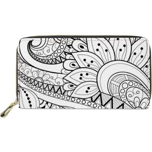 Women Wallets and Purses Leather Ladies Clutch Money Bag Purse Card Holder Hawaiian flower tropical Polynesian Pattern custom