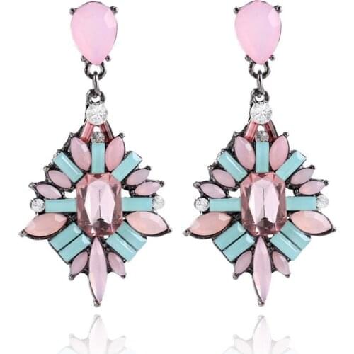 CRLEY Bling Flower Petals Drop Earrings Colorful Crystal Dazling Earrings Elegant Rhinestone Inlaid Women Jewelry Christmas Gift