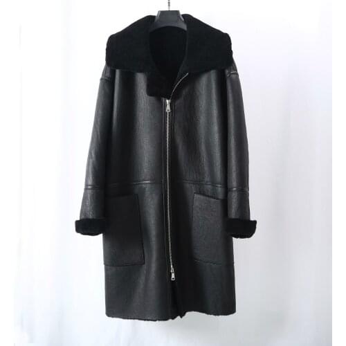 MENINA BONITA 2021 Long Double Face Fur Coat Genuine Leather Natural Real Fur Winter Jacket Men Outerwear Streetwear Warm Luxury