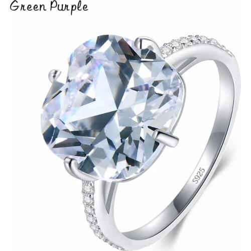 Green Purple s925 Sterling Silver Ring Large Cubic Zirconia Fashion Luxury Wedding Band Anniversary Jewelry For Women Gift
