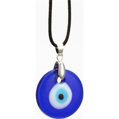 1PC Lucky Turkish Evil Eye Class Pendant Necklace For Women Men Vintage Bohemia Round Eye Leather Rope Chain Choker Jewelry N129