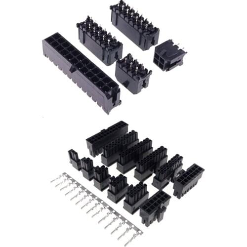 10Sets Micro-Fit 3.0 mm Receptacle Housing Dual Row 2 4 6 8 10 12 14 16 18 20 24 Circuits +Vertical Header PCB + Crimp Terminal