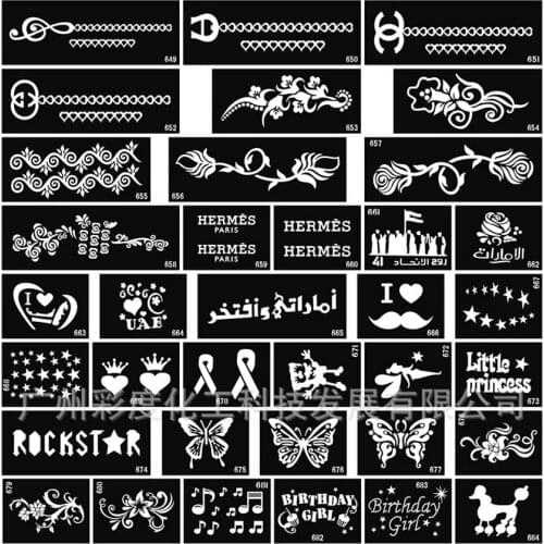 10pcs Tattoo Template Words Butterfly Tattoo Painting Stencil Mix Patterns