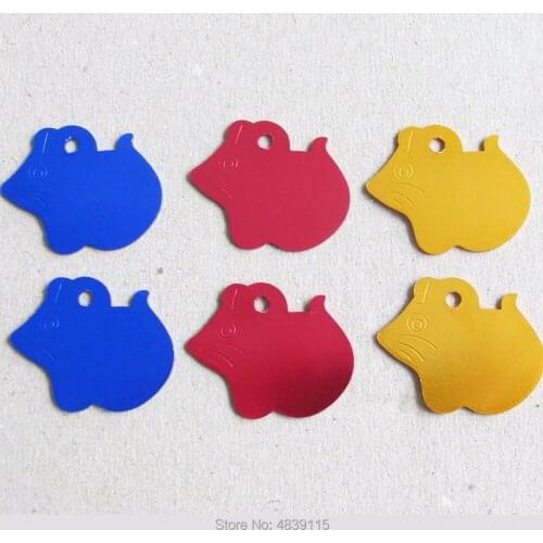 1000pcs/lot Aluminum Alloy Mouse Shaped Cat ID Tags Blank Pet Cat Name Tags for Laser Engraving