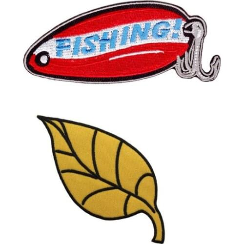 20pcs/lot Creative Leaf Fish Hook Embroidery Patch Letter Clothing Decoration Sewing Accessories Craft Diy Applique