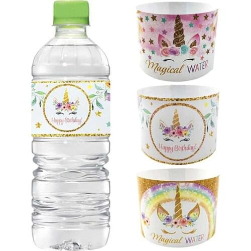 24pcs Unicorn Bottle Stickers Baby Shower Party Favors Birthday Party Decoration Kids Wedding Decor Unicorn Bottle Label Sticker