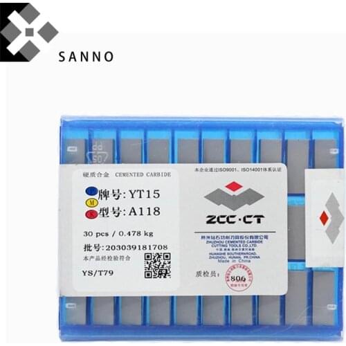 30Pcs/lot YT5 / YT15 / YT14 / YW1 / YW2 / YG6 / YG8 A118 milling inserts cnc carbide welding blade brazed inserts cutting blade