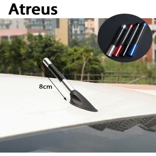 Atreus 4Size Carbon Fiber Car AM FM Radio Antenna Stickers For VW polo passat b5 b6 Mazda 3 6 cx-5 Toyota corolla Ford focus 2