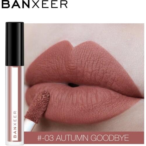 BANXEER Brand Lipgloss Matte 8 Colors Lip Gloss Velvety Lipstick Liquid Waterproof Lip Tint Full Rich Sexy Lip Makeup Cosmetics