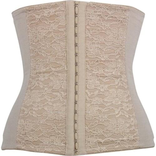 Black Apricot Red Waist Corsets Lingerie Femme Bodyshaper Slimming Waist Cincher Bustier Steel Bone Underbust Lace Corset