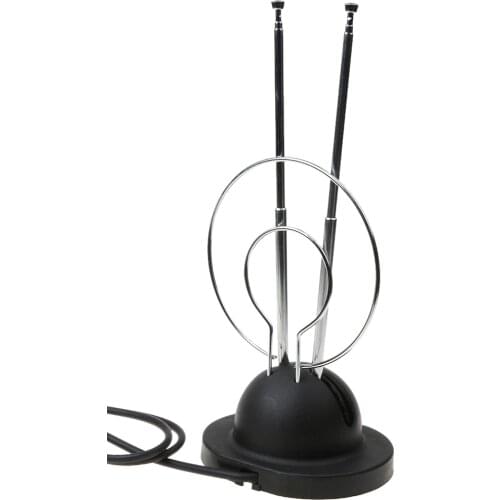 Rabbit Ear Digital Ready TV Antenna HDTV VHF UHF with Coaxial Cable