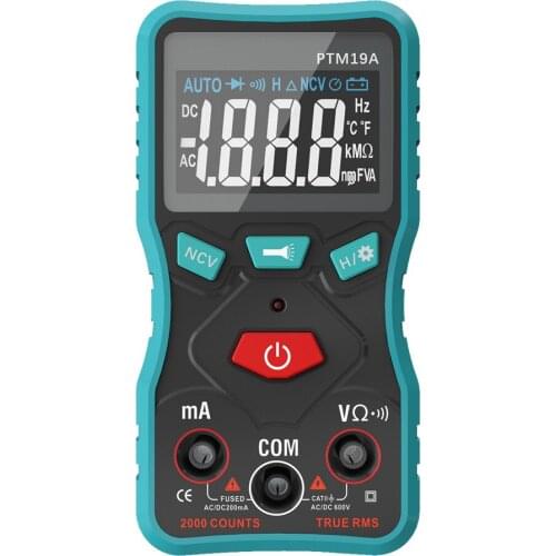 PTM19A Digital Smart Multimeter, LCD Display True-RMS Multitester AC DV Voltage Current Resistance Tester