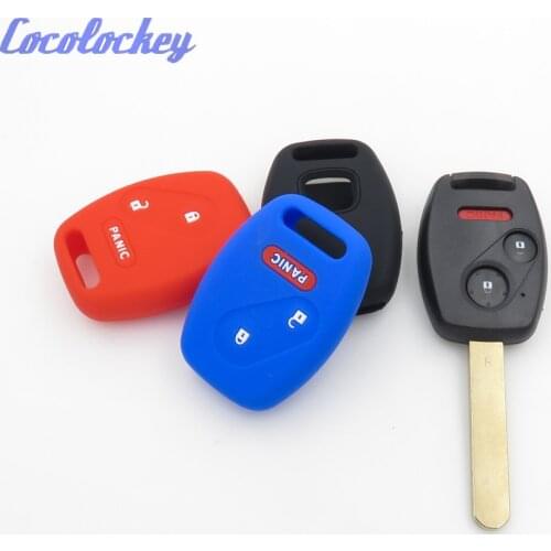 Cocolockey Silicone Car Key Cover Fob Case Skin Set 3Buttons For Honda FIT INSIGHT Civic Accord Remote Keyless Holder 2+1 Button