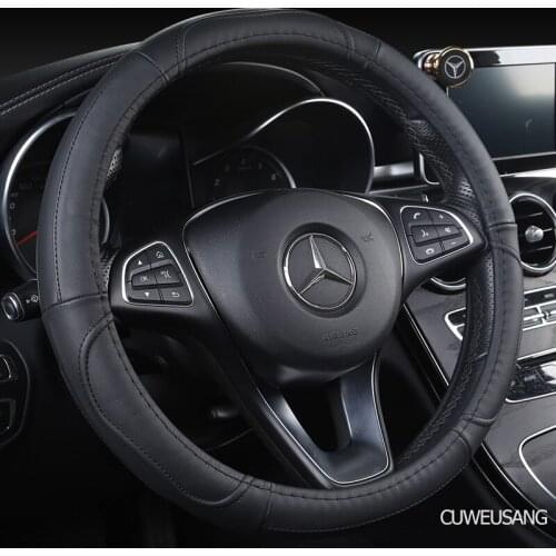 CUWEUSANG Carbon Fiber Leather Car Steering Wheel Cover For Skoda Octavia Kodiaq Rapid Fabia Yeti Karoq