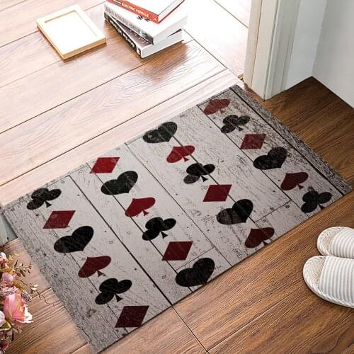 Poker Rustic Wood Door Mats Kitchen Floor Bath Entrance Rug Mat Absorbent Indoor Bathroom Rubber Non Slip