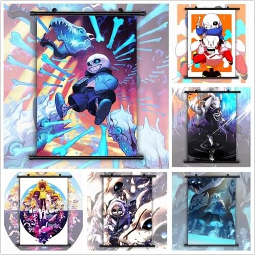 Home Decoration Undertale Sans Anime Manga Wall Art Cartoon Cute Painting Plastic Hanging Scrolls Canvas Print Picture Poster