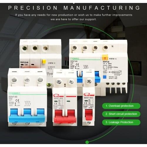 GWIEC China Cheap Price Dz47-63 230V Single Pole MCB Electrical Miniature Circuit Breaker
