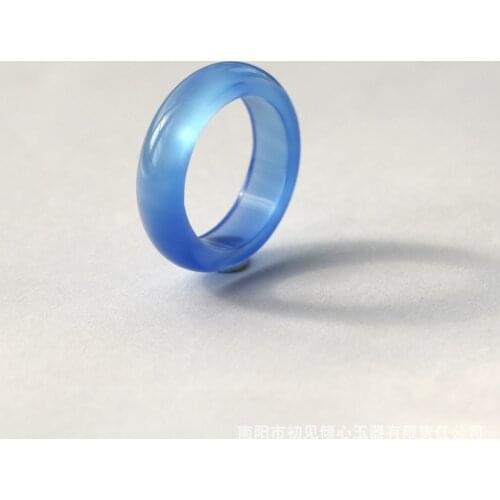 Natural blue agate ring for men women with texture handmade brand jadeite jade rings jade jewelry natural stone jade