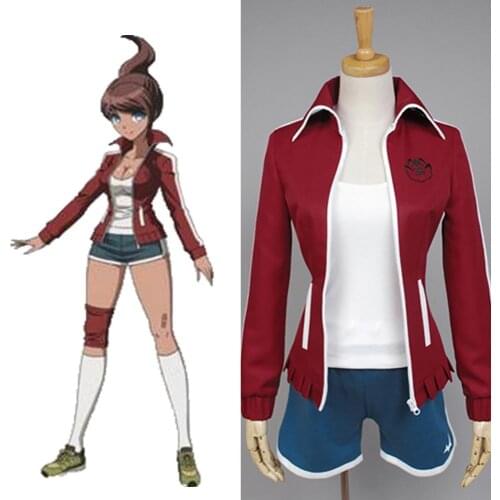 Dangan Ronpa Danganronpa Cosplay Aoi Asahina Uniform Wine Red Shorts For Women Girls Anime Halloween Party Cosplay Costumes wig
