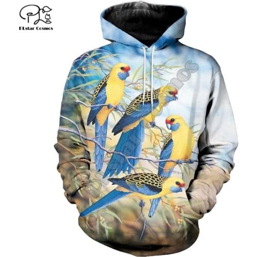 PLstar Cosmos Colorful Parrot 3D Printed Hoodies Casual Men/Women Zipper Hooded Funny Animal Unisex Brand Streetwear Apparel P32