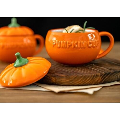 Ins Style Creative Ceramic Mug Coffee Tea Cup Pottery Drinkware Tableware Pumpkin Decorative Thanksgiving Christmas Gift