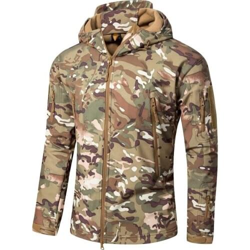 Tactical jacket Men Camo Waterproof warm Fleece hooded Softshell jacket Outdoor Army Camping Climbing Hunting Hiking outerwear